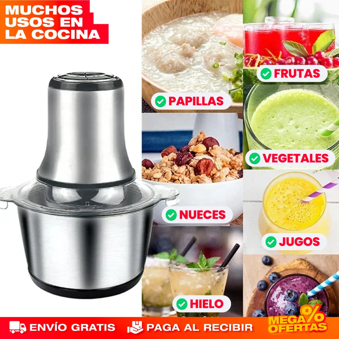 MOLINO PICADOR ELÉCTRICO ACERO INOXIDABLE 2 LITROS (TAMAÑO GRANDE) - M